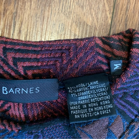 Jhane Barnes Geometric Pullover Wool Multicolor Textured VTG M knit grandpa - Picture 4 of 7